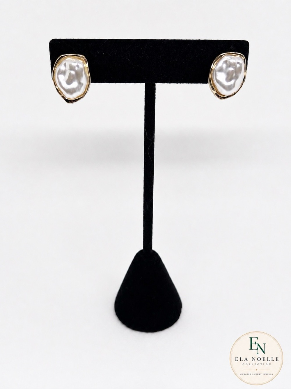 Authentic - ELA NOELLE COLLECTION BAROQUE PEARL STUD EARRINGS